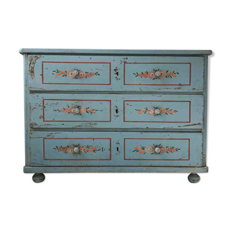 Commode fleurie peinte main XIXème