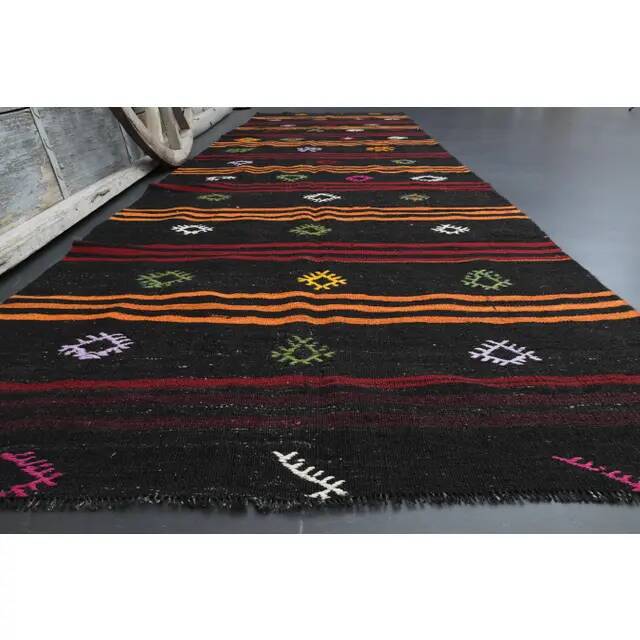 1970s Vintage Turkish Oushak Handmade Wool Cotton Brown Runner Rug 142x413