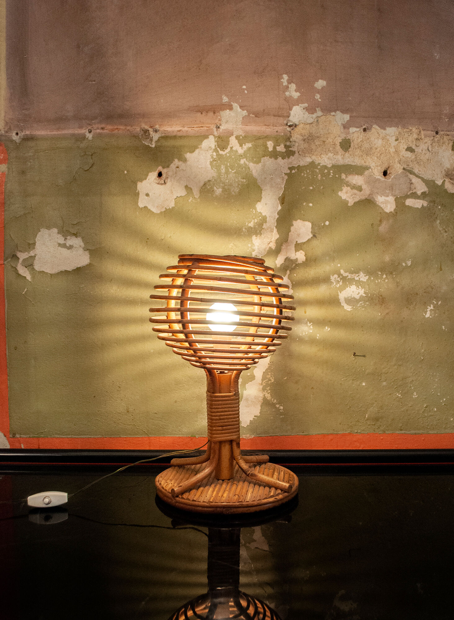 Table lamp in rattan Italia Anni '60