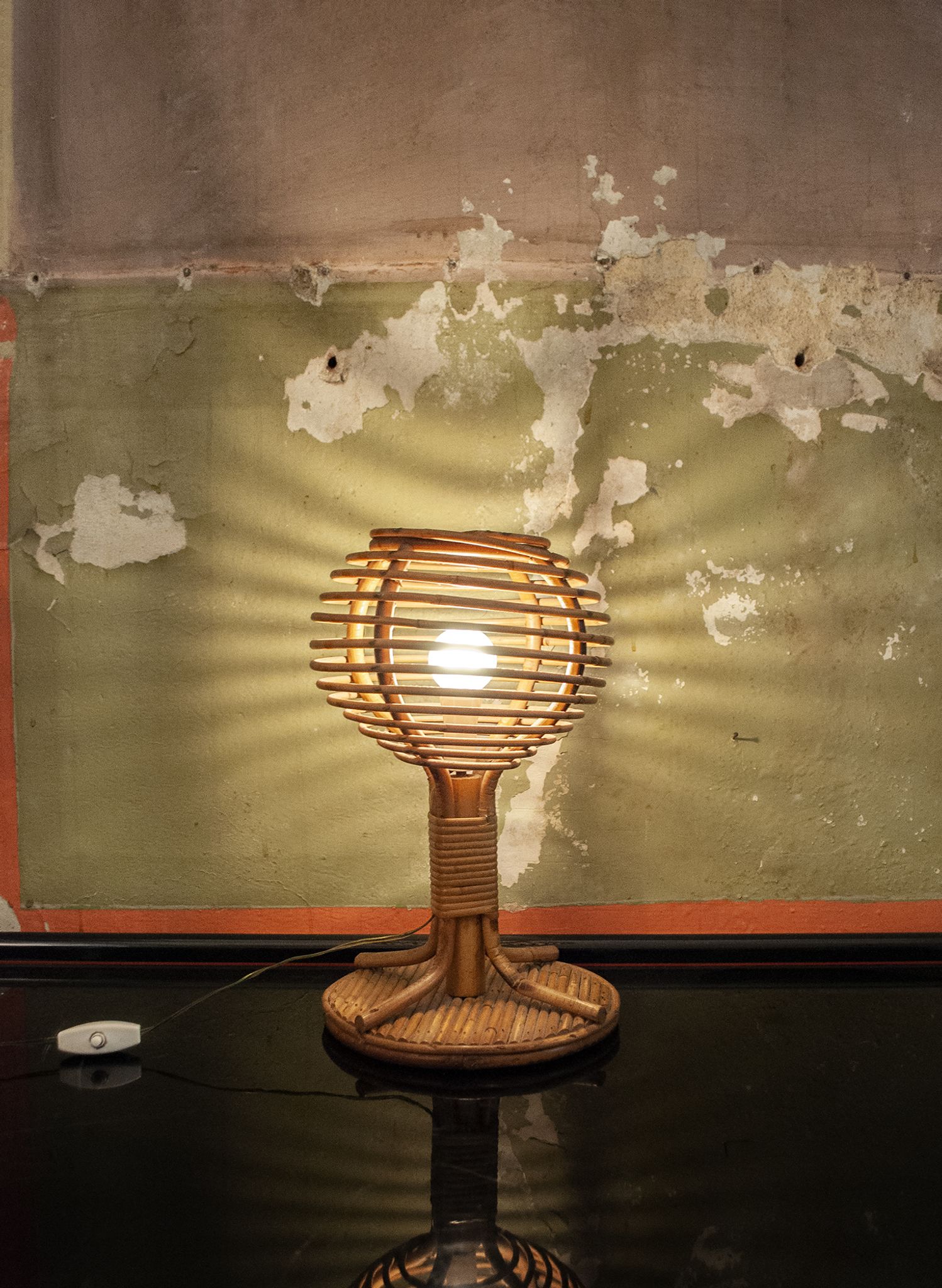 Table lamp in rattan Italia Anni '60