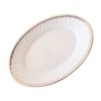 Ravier en porcelaine, blanc et liseré doré, vintage