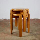 Pair of stackable pine stools