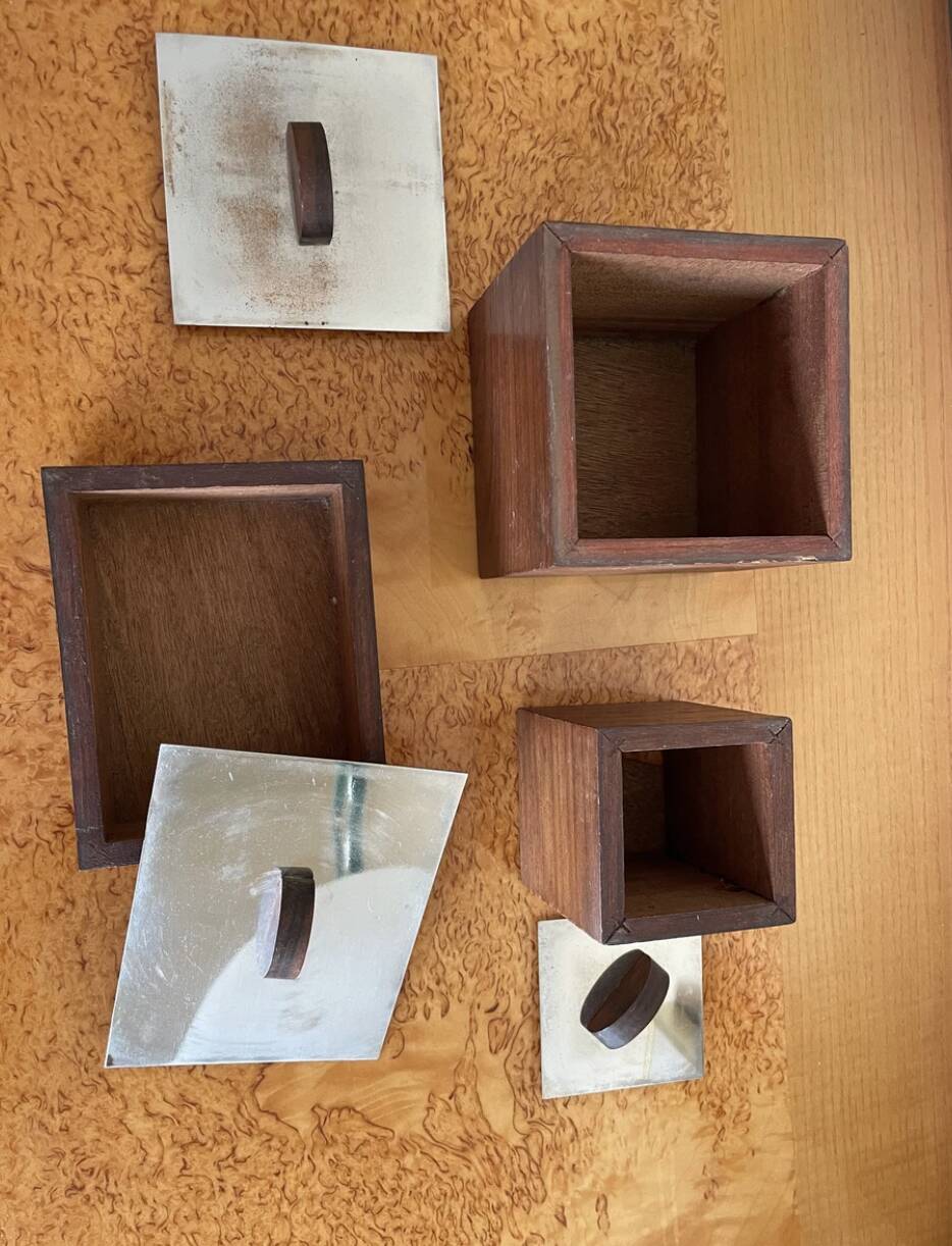Boîtes Art déco en bois et métal