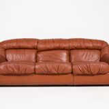 Canapé sectionnel vintage en cuir cognac au design italien des années 1970