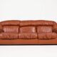 Canapé sectionnel vintage en cuir cognac au design italien des années 1970