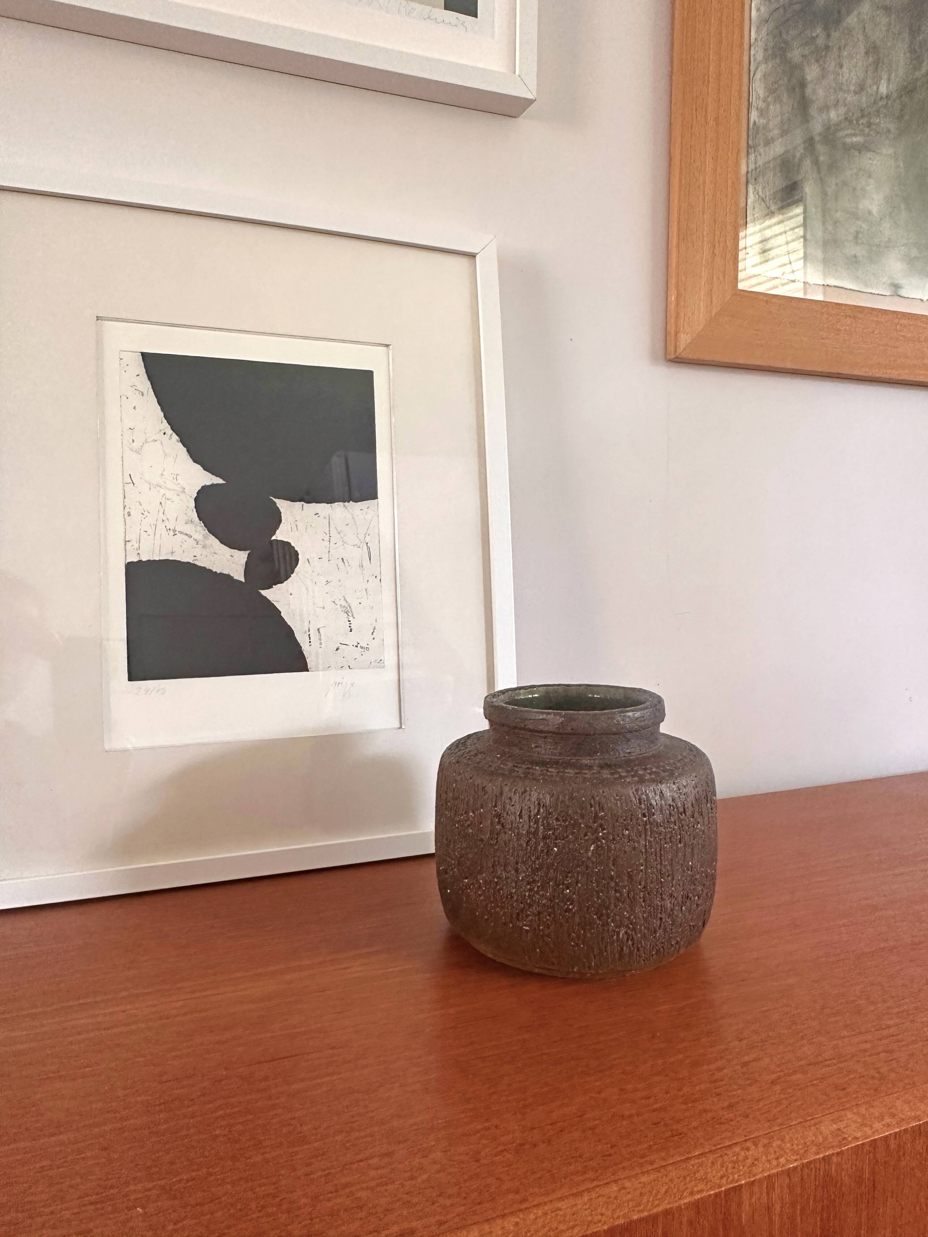 Sculptural stoneware vase by Harry Tusbo, Denmark, 1970s.