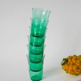 Lot de 6 verres en verre vert 1970