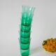 Set of 6 green glass glasses 1970