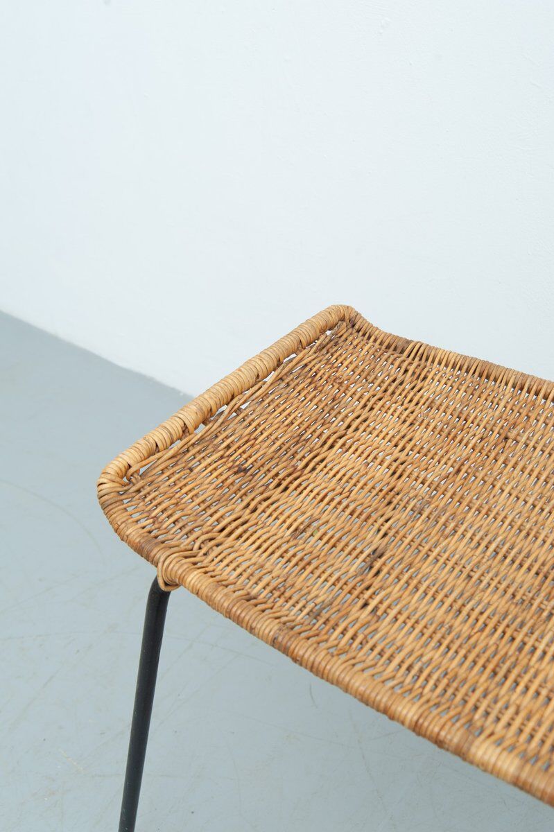 Gian Franco Legler attributed rattan stool, 1950s