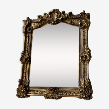 Miroir baroque résine dorée 54 x40cm