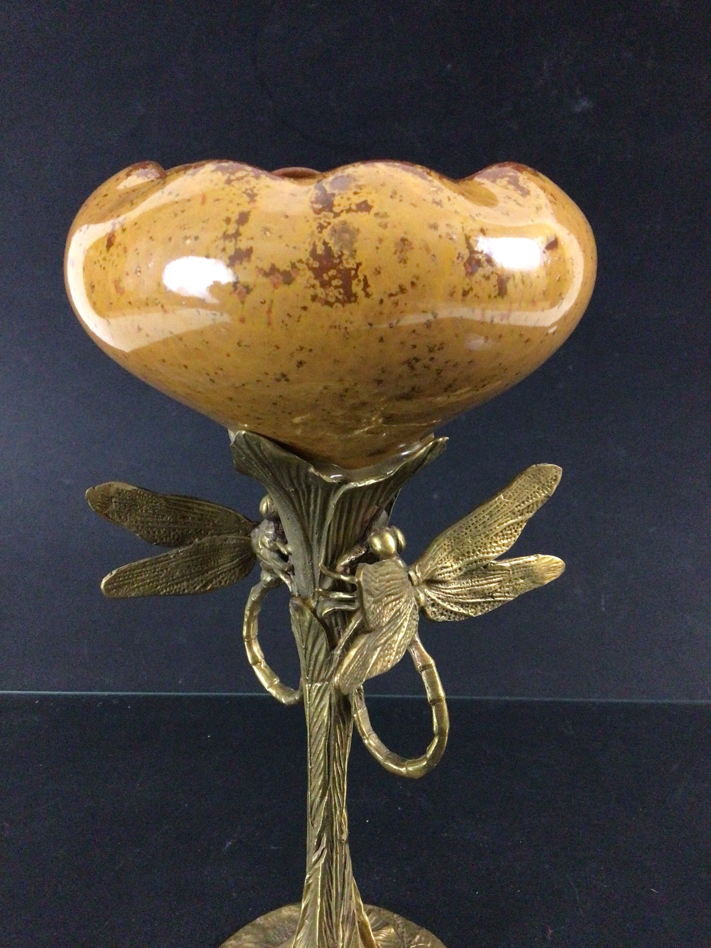 Art Nouveau Cup in Bronze & Porcelain