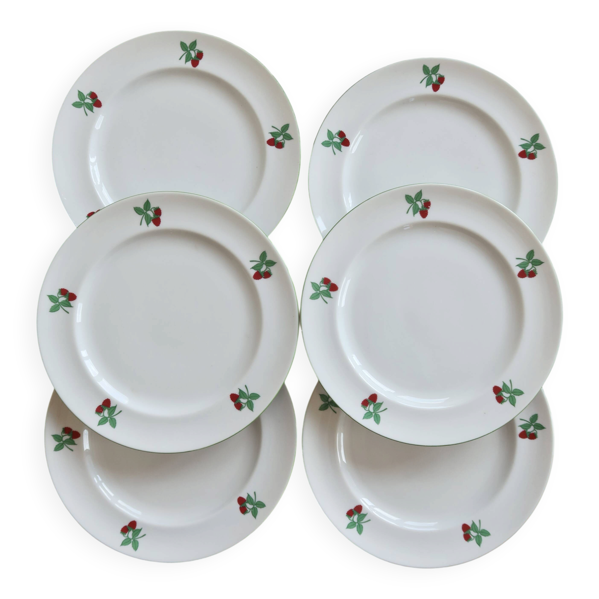6 vintage dessert plates porcelain Table et Couleurs Raspberry model
