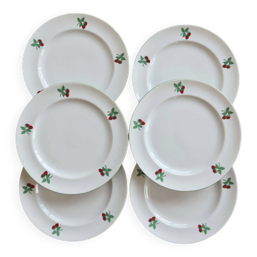 6 vintage dessert plates porcelain Table et Couleurs Raspberry model