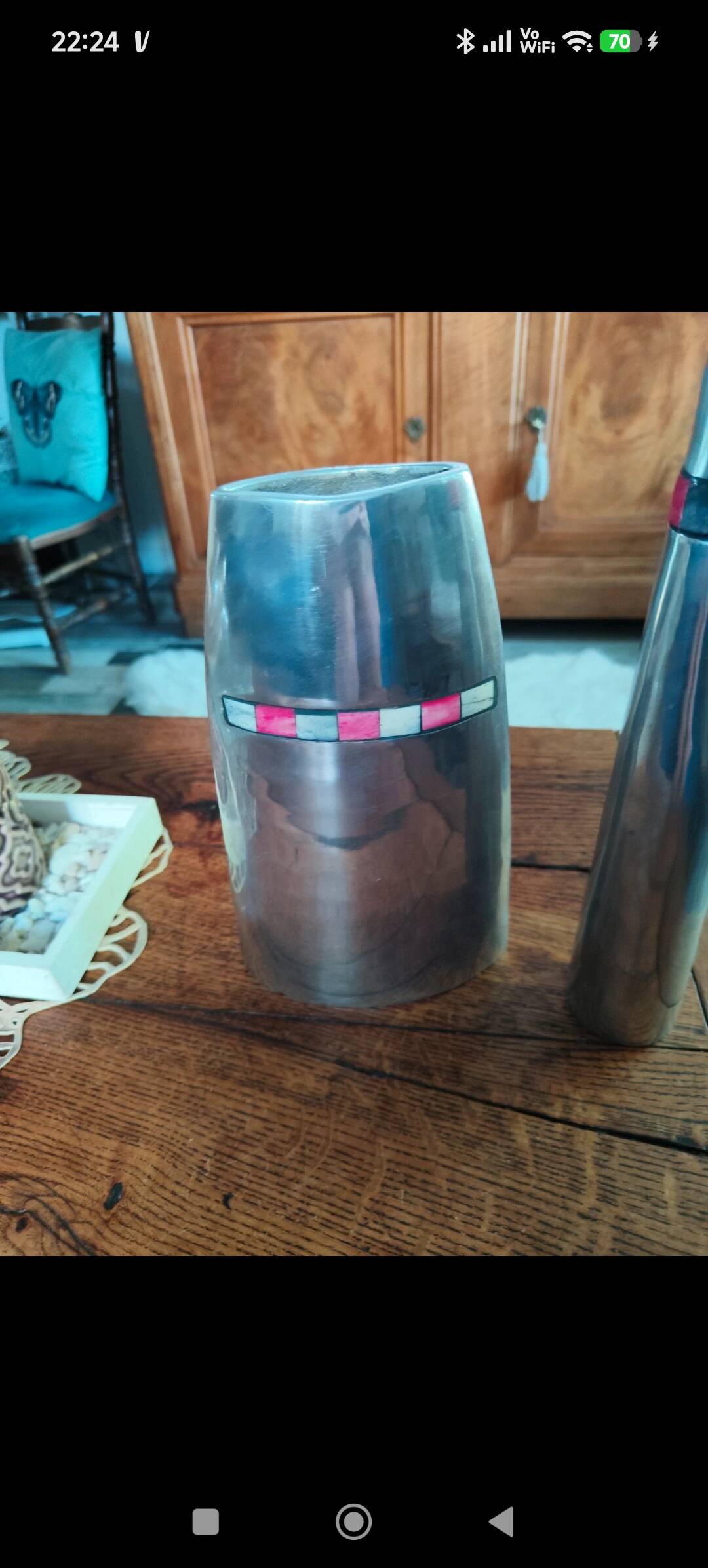 Pair of enamelled modernist vases
