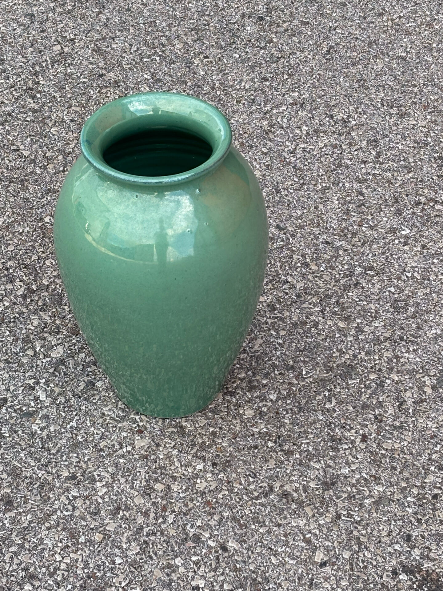 Jade green glazed ceramic vase, Vallauris 1950