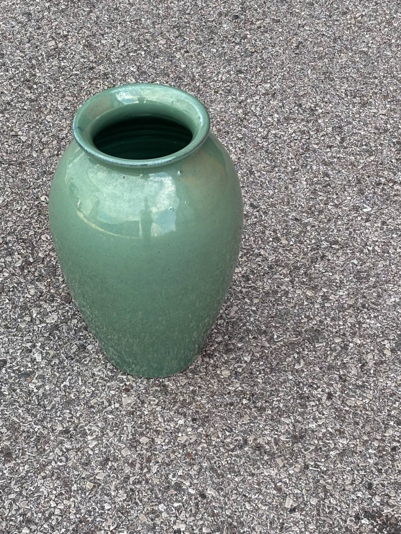 Jade green glazed ceramic vase, Vallauris 1950