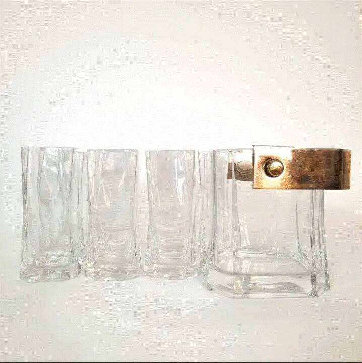 Set of 11 glasses with ice bucket, Tumbler Designer Cino Boeri for Arnolfo