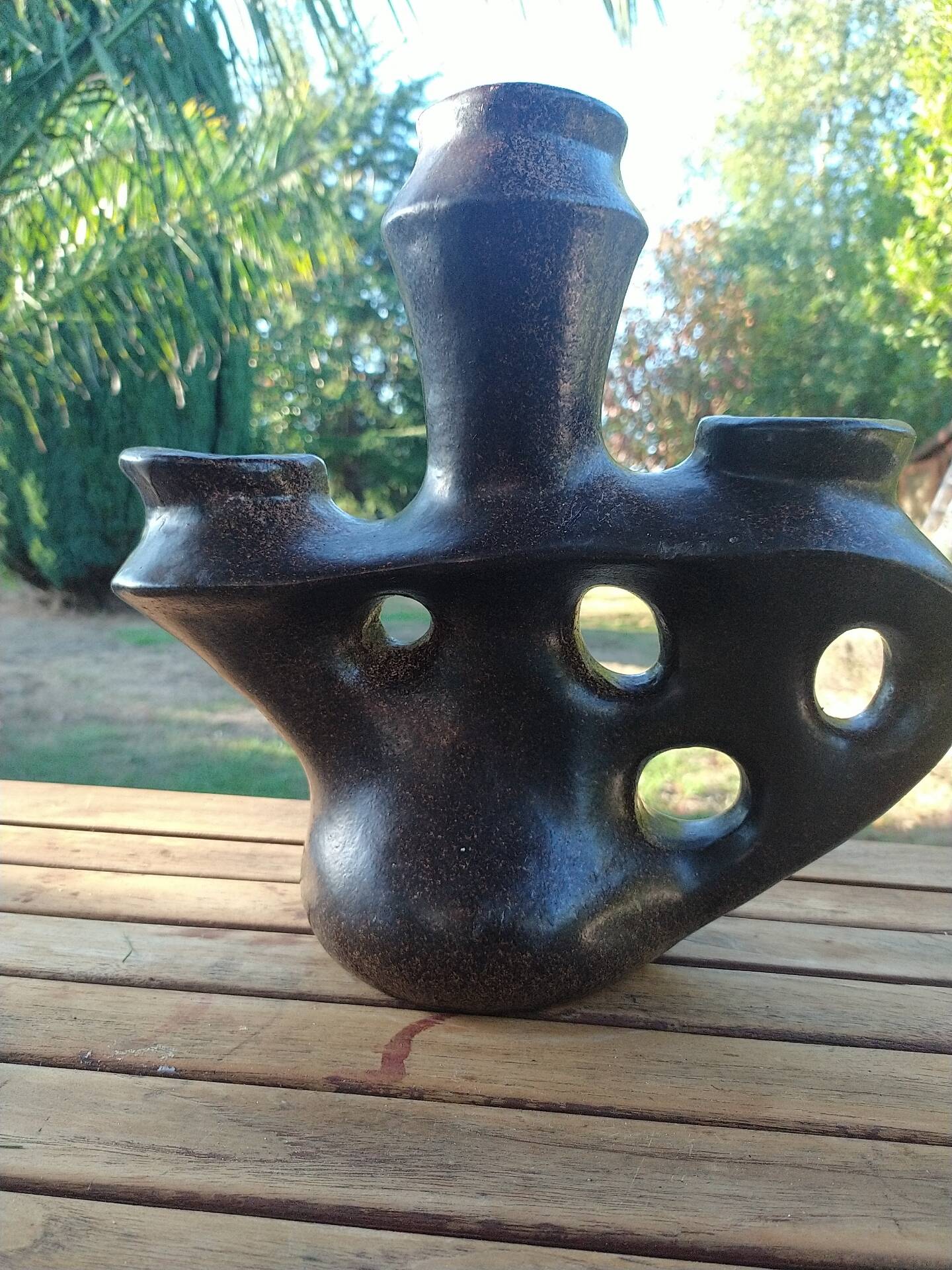 Brutalist ceramic candelabrum.