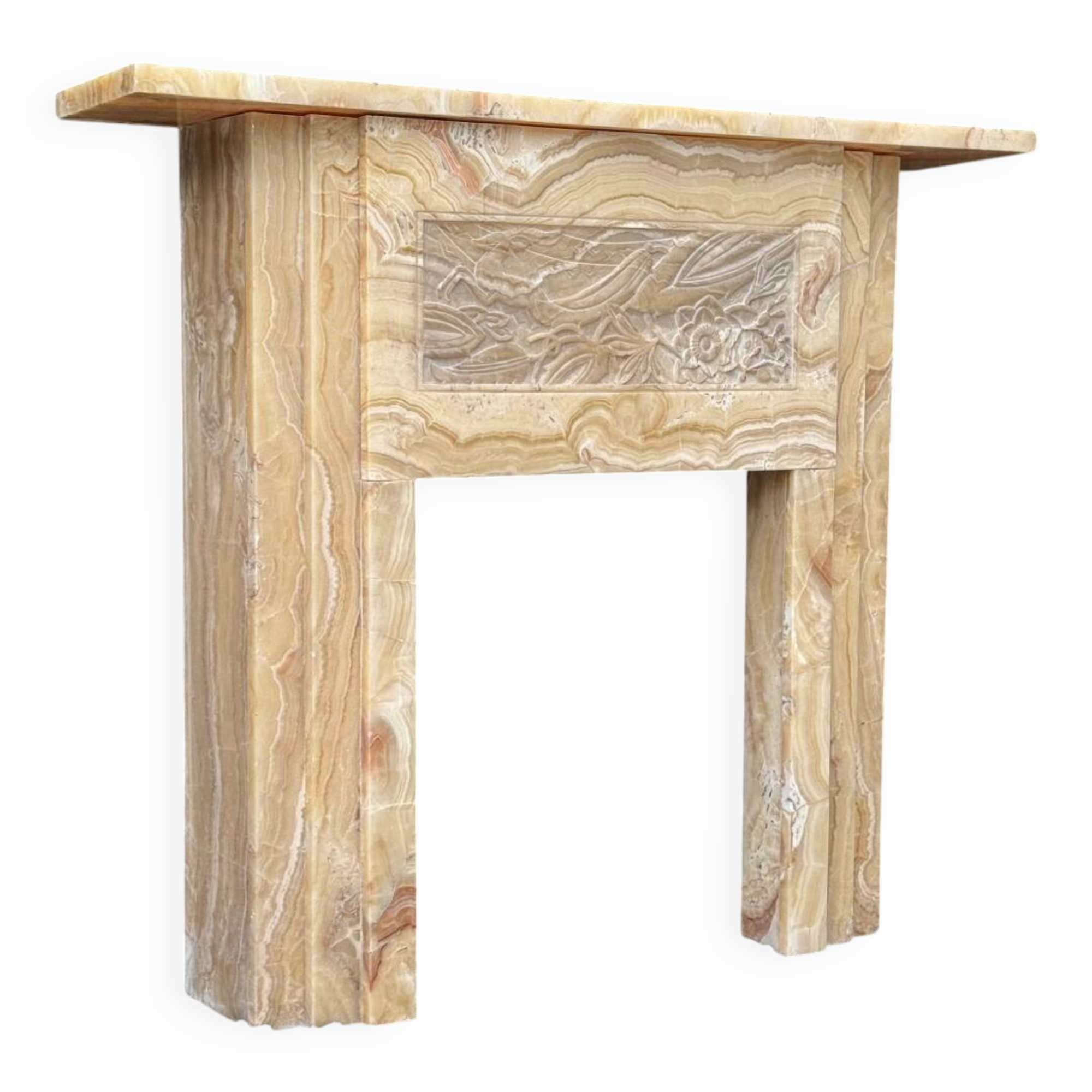 Cheminee Artdeco en onyx beige vers 1920