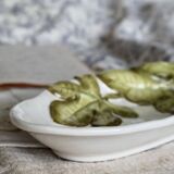 Vintage barbotine bowl / dish with fig motif