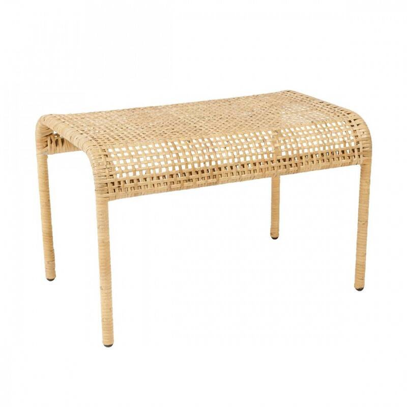 Metal and woven rattan bench