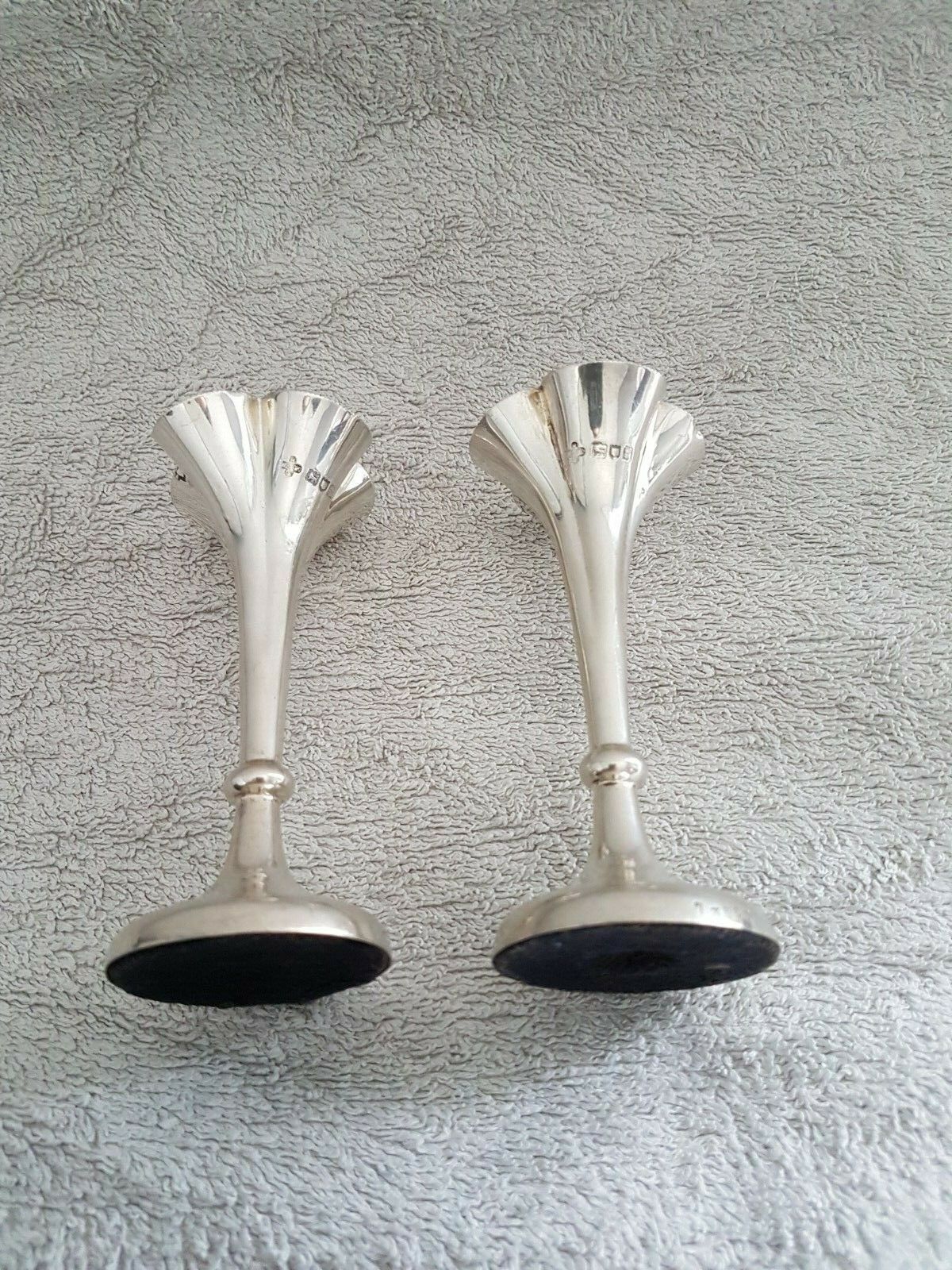 Pair of tulip vases flared collar late 19th century silver goldsmith punches