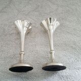 Pair of tulip vases flared collar late 19th century silver goldsmith punches