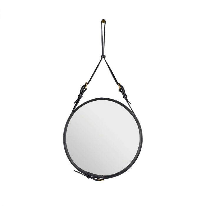 Adnet leather mirror GUBI black D 70cm in perfect condition.