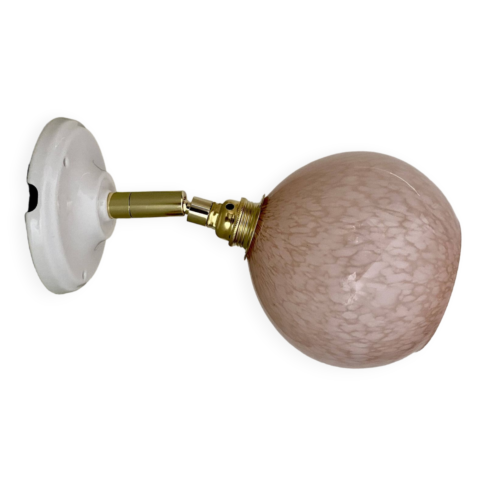 Vintage pink Clichy glass globe wall light