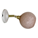 Vintage pink Clichy glass globe wall light