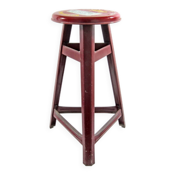 Tabouret en métal rouge Mascotte – Objet de collection de publicité pour cigarettes des années 1950