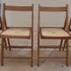 4 vintage varnished wooden folding chairs - Seats completely restored.