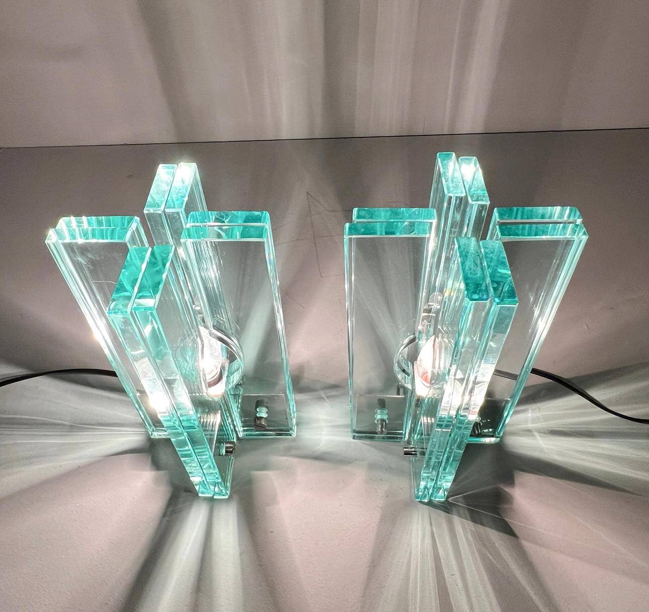 Giorgio Reggiori. Pair of table lamps/glass objects by Giorgio Reggiori for Gallotti & Radice, 1960s, Italy.