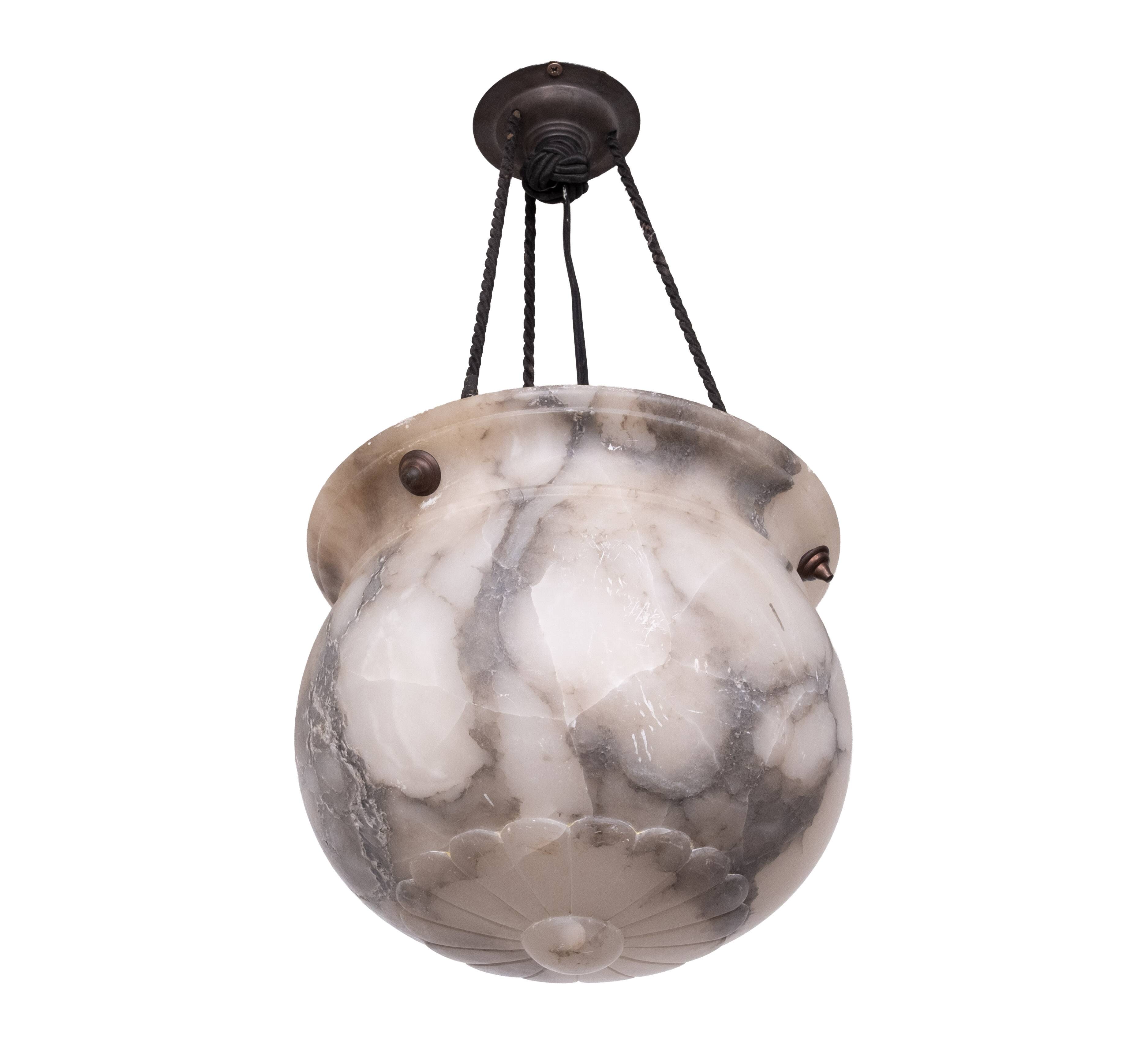 Stunning French Alabaster pendant lamp 1920s
