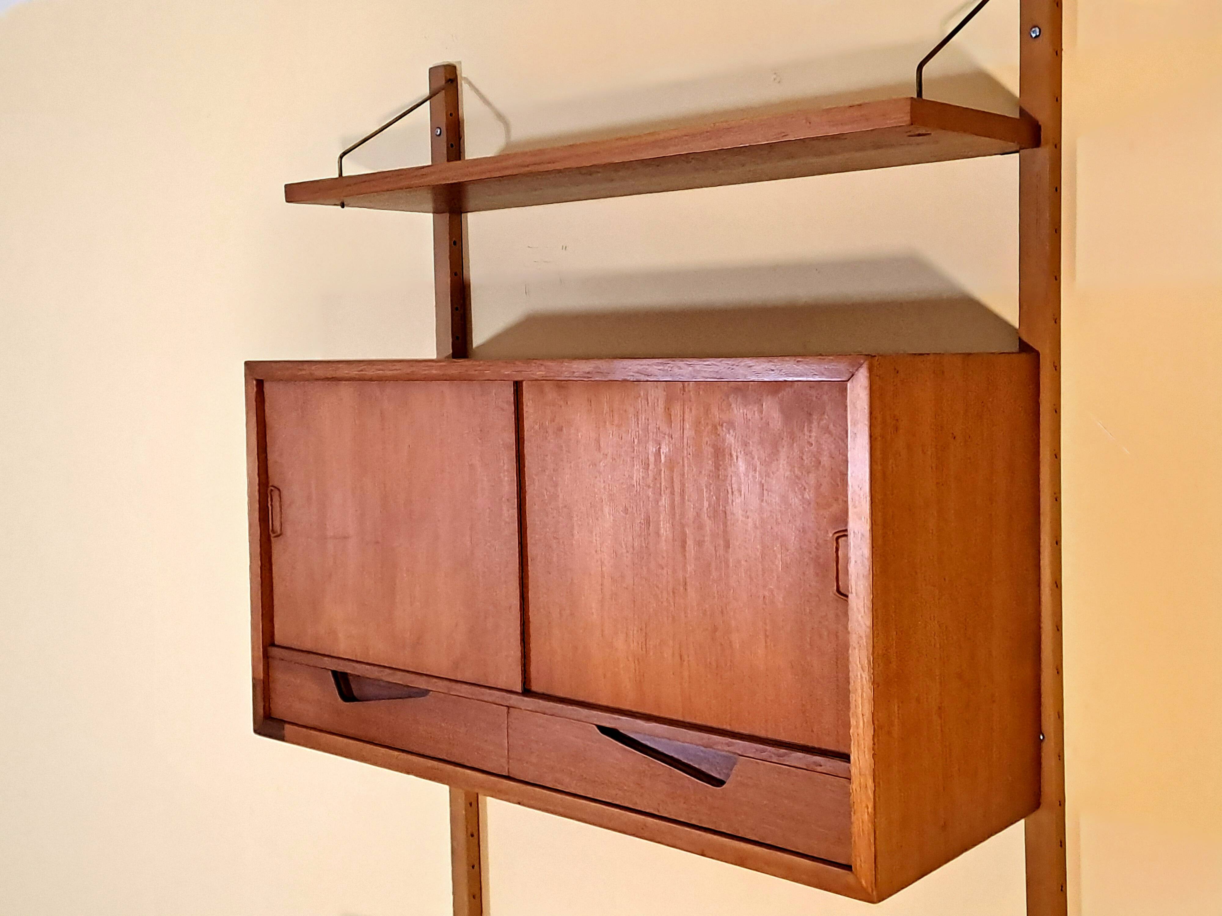 Teak wall secretary RIVAL, Vintage Scandinavian 1960s