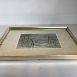 Winter landscape frame gouache