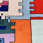 Tapis géométrique animaux/Tetris, vintage 