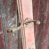 Antique coat rack with 12 hooks on wood (in different colors)