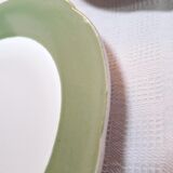 5 assiettes chantournées semi-creuses vertes et blanches
