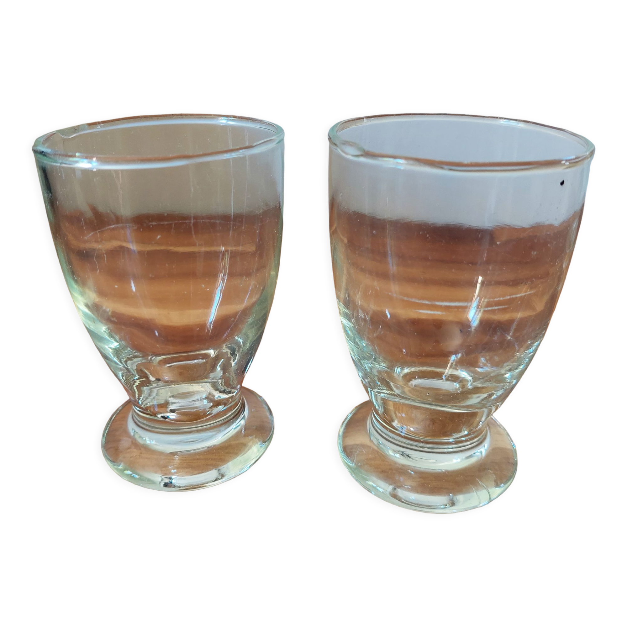 2 antique glasses in blown glass