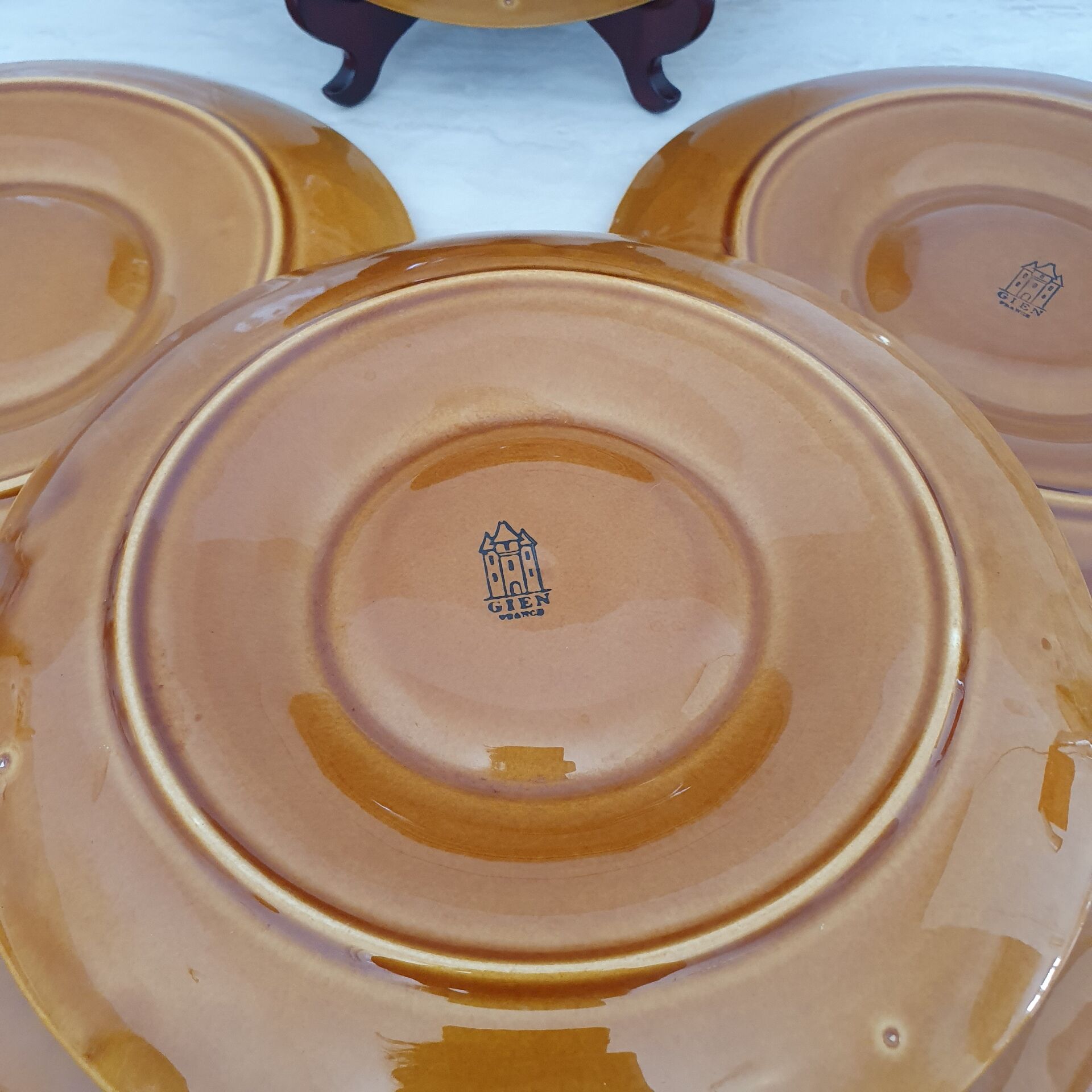 Compartment plates Faiencerie de Gien / artichoke / Barbotine