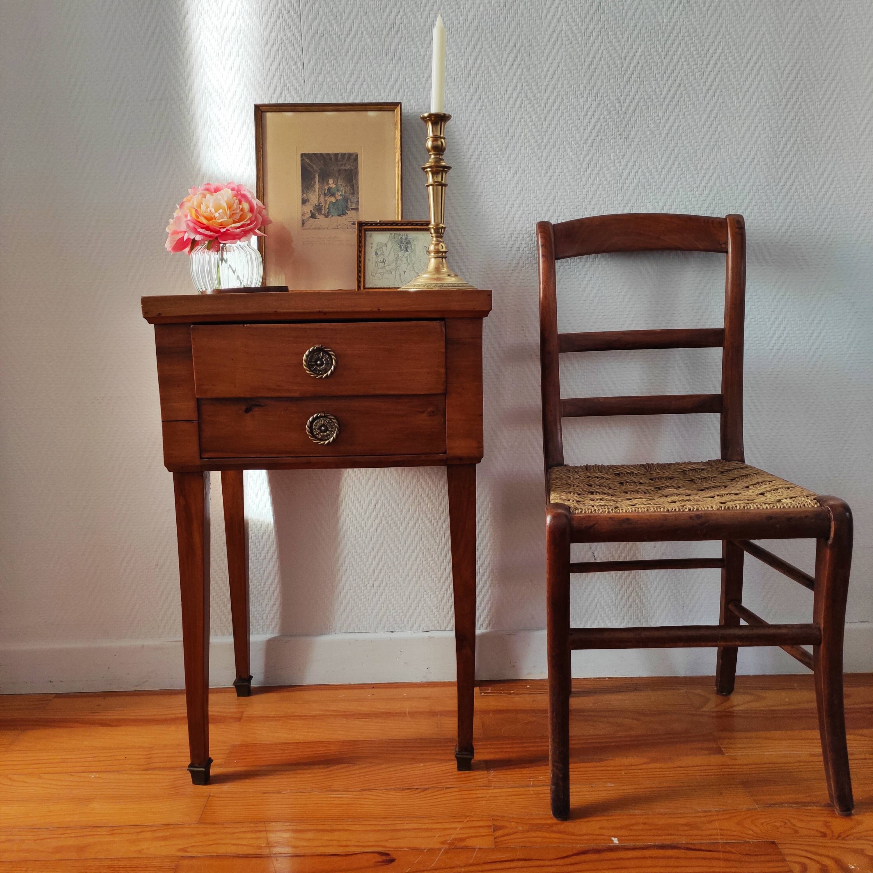 Antique walnut chiffonier bedside table