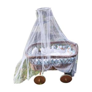 Berceau / landau en osier - roulettes