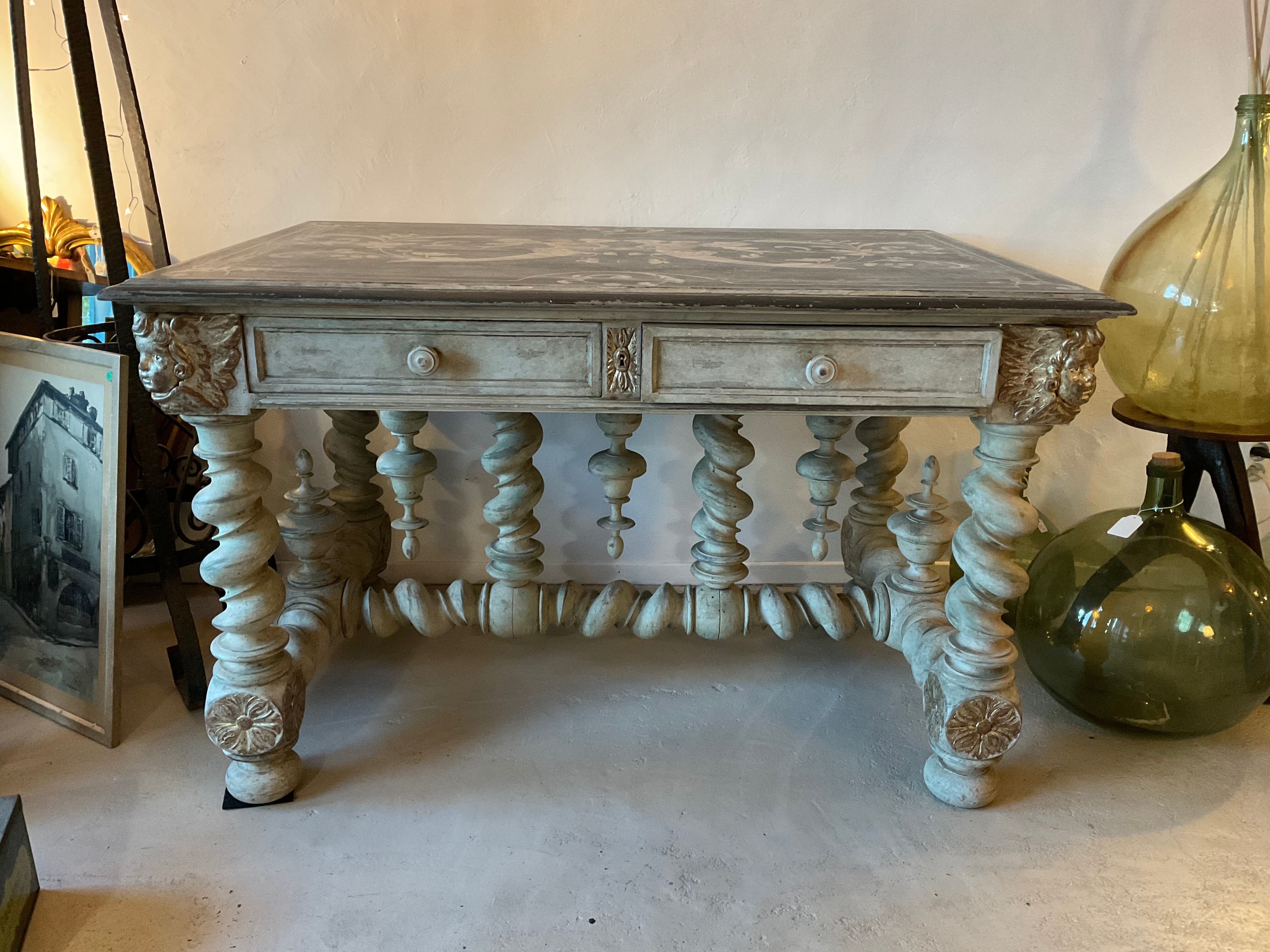 Table / office with 2 drawers. louis xiii style
