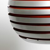 1960s spherical Space Age ceiling lamp with slats made of heavy metal
