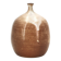 Ovoid vase with a small neck in brown beige ceramic and white drips.