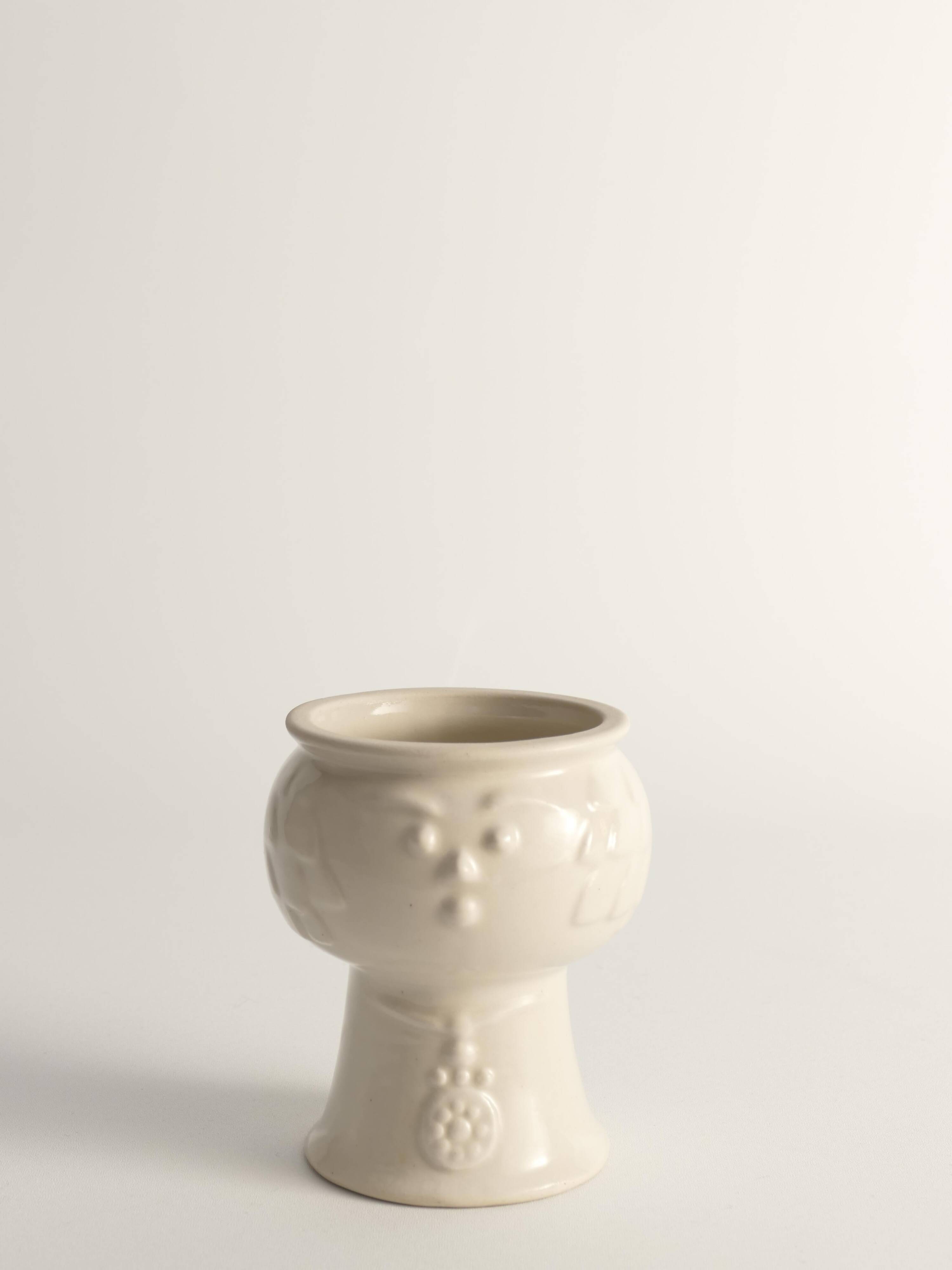 Scandinavian Modern White Porcelaine Face Vase by  Ancher Iversen, aida, Denmark