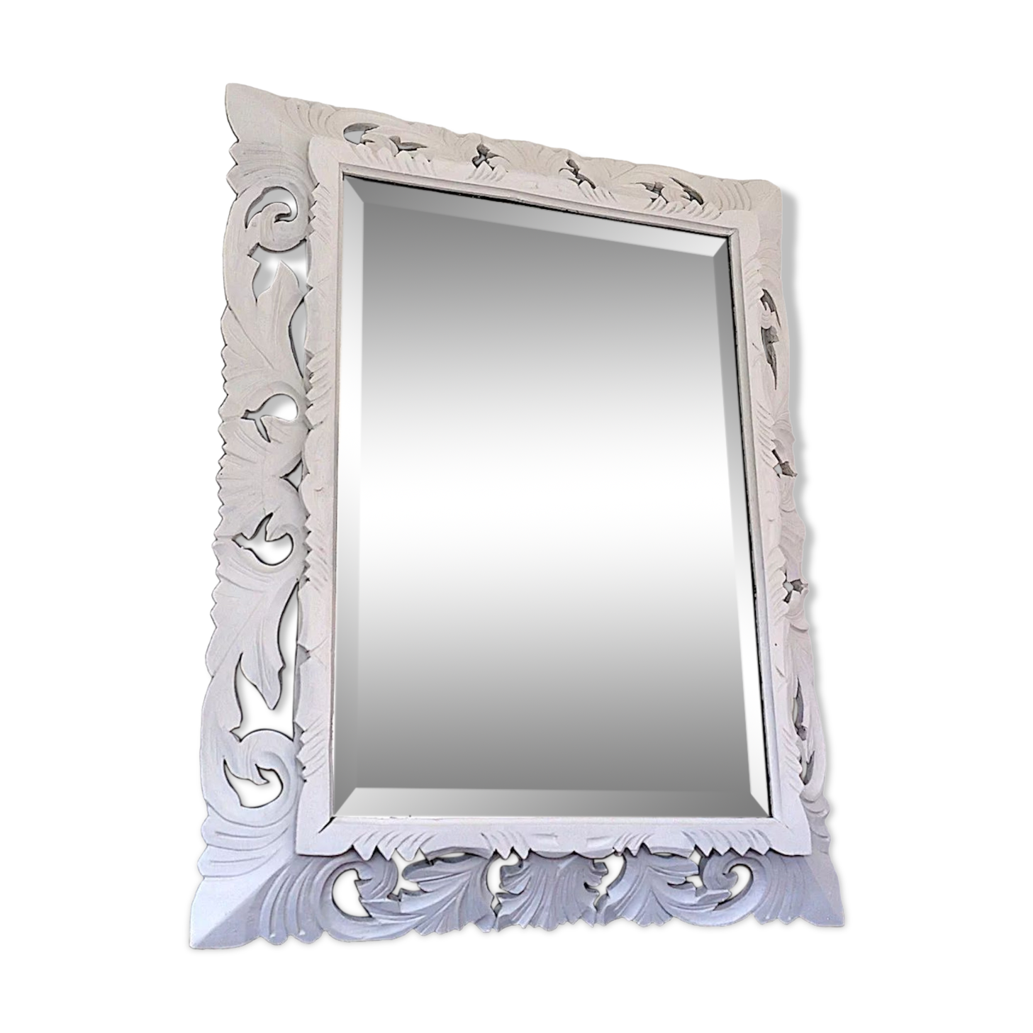 Miroir biseauté Henri II en blanc