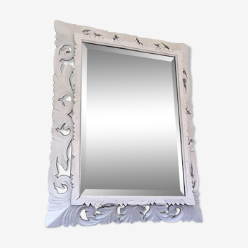 Beveled mirror Henri II in white