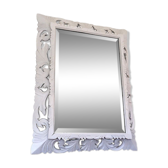 Beveled mirror Henri II in white